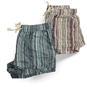 Natural Reflections Striped Casual Shorts Set Linen/Cotton